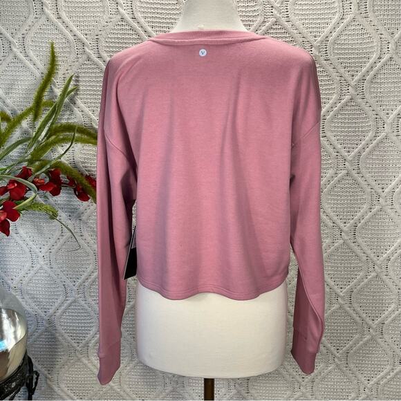 NWT VELOCITY | Pink Long Sleeve Cropped Sweatshirt Top - Picture 2 of 6